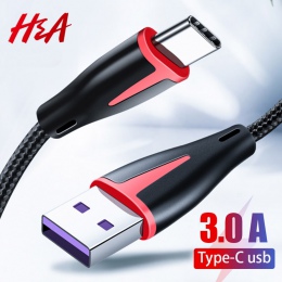H & A kabel USB typu C 3A szybkiego ładowania typu C usb przewód ładowarki do Samsung S9 S8 plus Huawei Honor 10 9 lite tablet/t