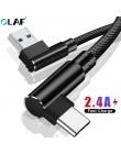 Kabel USB typu C kolanko 90 stopni Nylon pleciony 1 M/2 M/3 M Fast kabel danych do ładowania dla samsung s8 s9 Oneplus Huawei Xi