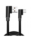 Kabel USB typu C kolanko 90 stopni Nylon pleciony 1 M/2 M/3 M Fast kabel danych do ładowania dla samsung s8 s9 Oneplus Huawei Xi
