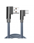 Kabel USB typu C kolanko 90 stopni Nylon pleciony 1 M/2 M/3 M Fast kabel danych do ładowania dla samsung s8 s9 Oneplus Huawei Xi