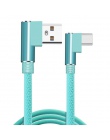 Kabel USB typu C kolanko 90 stopni Nylon pleciony 1 M/2 M/3 M Fast kabel danych do ładowania dla samsung s8 s9 Oneplus Huawei Xi