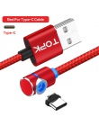 TOPK 90 stopni L typ kabel magnetyczny, LED kabel magnetyczny do ładowania dla iPhone Xs Max X 8 7 5 i kabel Micro USB i USB USB