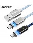 FONKEN Micro USB typu C magnetyczny kabel USB telefon kabel magnetyczny LED szybkie ładowanie kabel Mini USB C przewód zasilając