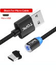 TOPK R-Line1 LED kabel magnetyczny USB typu C & Micro kabel USB pleciony przewody kabel magnetyczny do ładowania dla iPhone X 8 