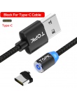 TOPK R-Line1 LED kabel magnetyczny USB typu C & Micro kabel USB pleciony przewody kabel magnetyczny do ładowania dla iPhone X 8 