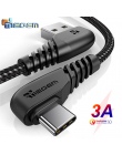 TIEGEM 90 stopni kabel USB typu C 3A USB-C kabel typu C przewód szybkoładujący dla Samsung S8 S9 S10 PLUS kabel do telefonu komó