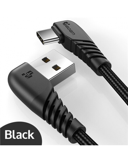 TIEGEM 90 stopni kabel USB typu C 3A USB-C kabel typu C przewód szybkoładujący dla Samsung S8 S9 S10 PLUS kabel do telefonu komó
