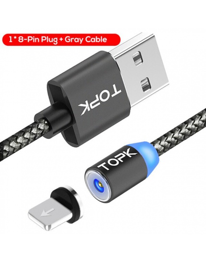 TOPK R-Line1 LED kabel magnetyczny dla iPhone X 8 7 6 Plus Micro kabel USB i kabel USB typu C magnes kable telefoniczne typu C U