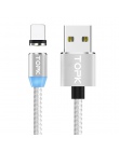 TOPK 1 M LED magnetyczny kabel do ładowania dla iPhone Xs Max XR X 8 7 6 Plus kabel Micro USB i kabel USB typu C magnes ładowani