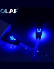 Kabel Micro USB uśmiechnięta twarz świecące LED światła szybkie ładowanie USB kabel do transmisji danych dla iPhone telefon komó