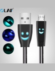 Kabel Micro USB uśmiechnięta twarz świecące LED światła szybkie ładowanie USB kabel do transmisji danych dla iPhone telefon komó