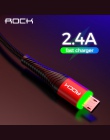 ROCK oświetlenie LED Micro USB kabel do Xiaomi Redmi 4X uwaga 4 5 dla Samsung o wysokiej wytrzymałości transferu danych Cabo ład