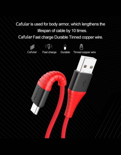 ROCK oświetlenie LED Micro USB kabel do Xiaomi Redmi 4X uwaga 4 5 dla Samsung o wysokiej wytrzymałości transferu danych Cabo ład