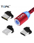 TOPK R-Line LED kabel magnetyczny Micro USB i kabel USB typu C kabel magnetyczny do ładowania dla iPhone X 8 7 6 Plus USB C kabl