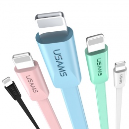 USAMS oświetlenie kabel dla iPhone 6 s 6 7 8 płaskie 2A kabel do ładowania dla ładowarka do iPhone’a kabel 2 m ładowarki do tele
