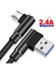 OLAF kabel Micro USB przewód USB z wtyczką kątową 90° 1 m 2 m 3 m do Samsung S7 S6 2.4A szybkie ładowanie dla Huawei dla Xiaomi 