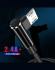 OLAF kabel Micro USB przewód USB z wtyczką kątową 90° 1 m 2 m 3 m do Samsung S7 S6 2.4A szybkie ładowanie dla Huawei dla Xiaomi 