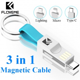 FLOVEME 3 w 1 USB kabel Micro USB typu C kabel oświetleniowy dla iPhone XR X Samsung HUAWEI 2A Mini brelok ładowarka przewody do