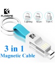 FLOVEME 3 w 1 USB kabel Micro USB typu C kabel oświetleniowy dla iPhone XR X Samsung HUAWEI 2A Mini brelok ładowarka przewody do