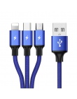 3 w 1 8Pin USB typu C kabel Micro USB do iPhone 8X7 6 6 S Plus Samsung nokia USB kable szybkiego ładowania przewód nylonowy uniw