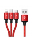 3 w 1 8Pin USB typu C kabel Micro USB do iPhone 8X7 6 6 S Plus Samsung nokia USB kable szybkiego ładowania przewód nylonowy uniw
