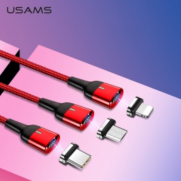 Kabel magnetyczny dla iPhone Samsung USAMS 3A szybkie ładowanie magnes telefon kabel USB Micro USB typu C magnes ładowarka i syn
