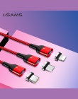 Kabel magnetyczny dla iPhone Samsung USAMS 3A szybkie ładowanie magnes telefon kabel USB Micro USB typu C magnes ładowarka i syn