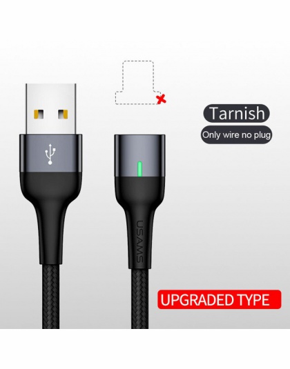 Kabel magnetyczny dla iPhone Samsung USAMS 3A szybkie ładowanie magnes telefon kabel USB Micro USB typu C magnes ładowarka i syn