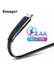 Essager płaski kabel Micro USB dla Xiaomi Redmi Samsung 2.4A szybkie ładowanie danych Microusb ładowarka przewód komórkowego z s