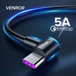 Venroii 5A kabel USB typu C 1 m 2 m 3 m szybkiego ładowania typu C Kable dla Huawei p30 P20 Mate 20 Pro telefon Supercharge QC3.