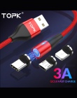 TOPK 1 M 3A magnetyczny kabel USB danych kabel do ładowania dla iPhone Xs Max magnes ładowarka Micro kabel USB typu C do Samsung