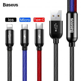 Baseus 3 w 1 kabel USB do iPhone Samsung Xiaomi wielofunkcyjny szybkie ładowanie ładowarka USB typu C typu c micro USB kabel do 