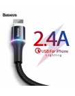 Baseus kabel USB dla ładowarka do iPhone’a 2.4A szybka danych ładowania telefonu komórkowego kable do iPhone Xs Max Xr X 8 7 6 6