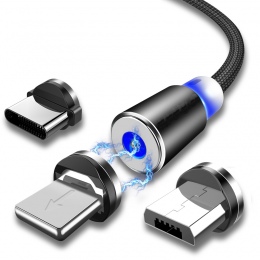 Magnetyczny kabel do ładowania dla IPhone XR XS MAX X 8 7 6 S Plus telefon komórkowy 1 M magnes ładowarka kabel Micro USB USB ty