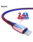 Baseus oświetlenie kabel USB dla iPhone Xs Max Xr X S 2.4A szybko kabel danych do ładowania dla iPhone 8 7 6 iPad ładowarki do t