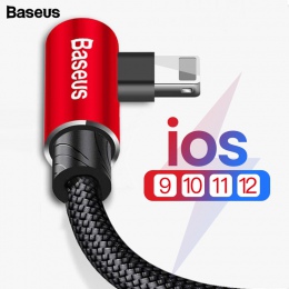 Baseus przewód USB z wtyczką kątową 90° dla iPhone XS Max XR X 8 7 6 6 s 5 5S iPad szybka ładowarka do ładowania danych adapter 