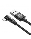 Baseus przewód USB z wtyczką kątową 90° dla iPhone XS Max XR X 8 7 6 6 s 5 5S iPad szybka ładowarka do ładowania danych adapter 