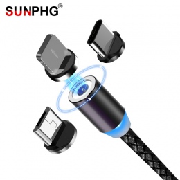 SUNPHG magnetyczny micro USB kabel typu C przewód ładowania dla iPhone x xr oneplus 6 t Samsung s9 Microusb przewód komórkowy te