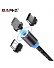 SUNPHG magnetyczny micro USB kabel typu C przewód ładowania dla iPhone x xr oneplus 6 t Samsung s9 Microusb przewód komórkowy te