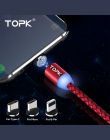 TOPK RLine1 LED magnetyczny kabel USB, 1 M i 2 M magnes kabel USB typu C & Micro kabel USB i kabel USB dla iPhone X 8 7 6 Plus