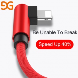 GUSGU przewód USB z wtyczką kątową 90° dla iPhone X 6 6 s 7 8 szybki kabel do ładowania dla iPad ładowarka USB kabel L typ kabel