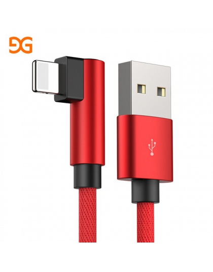 GUSGU przewód USB z wtyczką kątową 90° dla iPhone X 6 6 s 7 8 szybki kabel do ładowania dla iPad ładowarka USB kabel L typ kabel