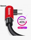 Baseus kabel USB typu C 90 stopni ładowarka USB C przewód szybkie ładowanie USBC typu c kabel do Samsung oneplus 7 Pro telefon k