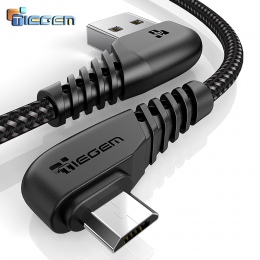 TIEGEM 90 stopni kabel Micro USB 2A szybka ładowarka kabel do transmisji danych pleciony kabel USB telefon komórkowy ładowarka U