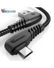 TIEGEM 90 stopni kabel Micro USB 2A szybka ładowarka kabel do transmisji danych pleciony kabel USB telefon komórkowy ładowarka U