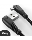 TIEGEM 90 stopni kabel Micro USB 2A szybka ładowarka kabel do transmisji danych pleciony kabel USB telefon komórkowy ładowarka U