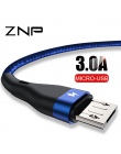 ZNP 3A szybko ładujący kabel Micro USB dla Samsung S7 Xiaomi Redmi Note 5 Pro 4 Micro usb przewód ładowarki tabletu z systemem A