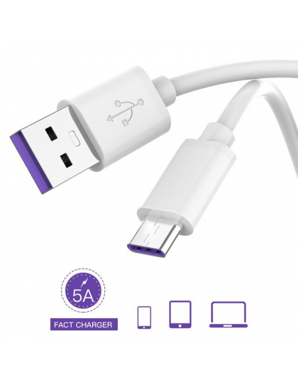 Dla Huawei USB 5A kabel typu C P20 Pro lite Mate 9 10 Pro P10 Plus lite V10 USB 3.1 typu C Supercharge Super ładowarka kabel