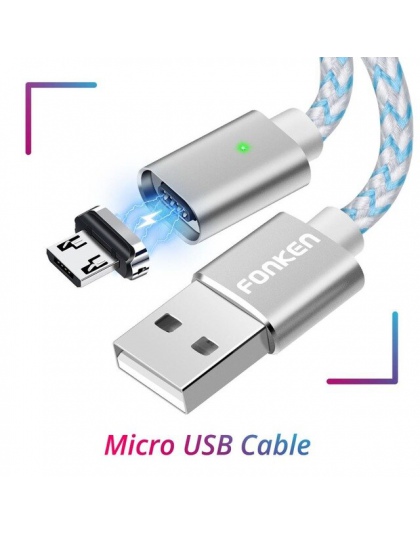 FONKEN magnetyczny micro USB kabel telefoniczny magnes Mini kabel USB 1 m 2.4A szybka ładowarka przewód zasilający Led synchroni