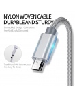 1 m Micro przewód usb Metal Nylon warkocz kabel Microusb do ładowania danych kabel Micro usb do Samsung Xiaomi Huawei HTC Sony l